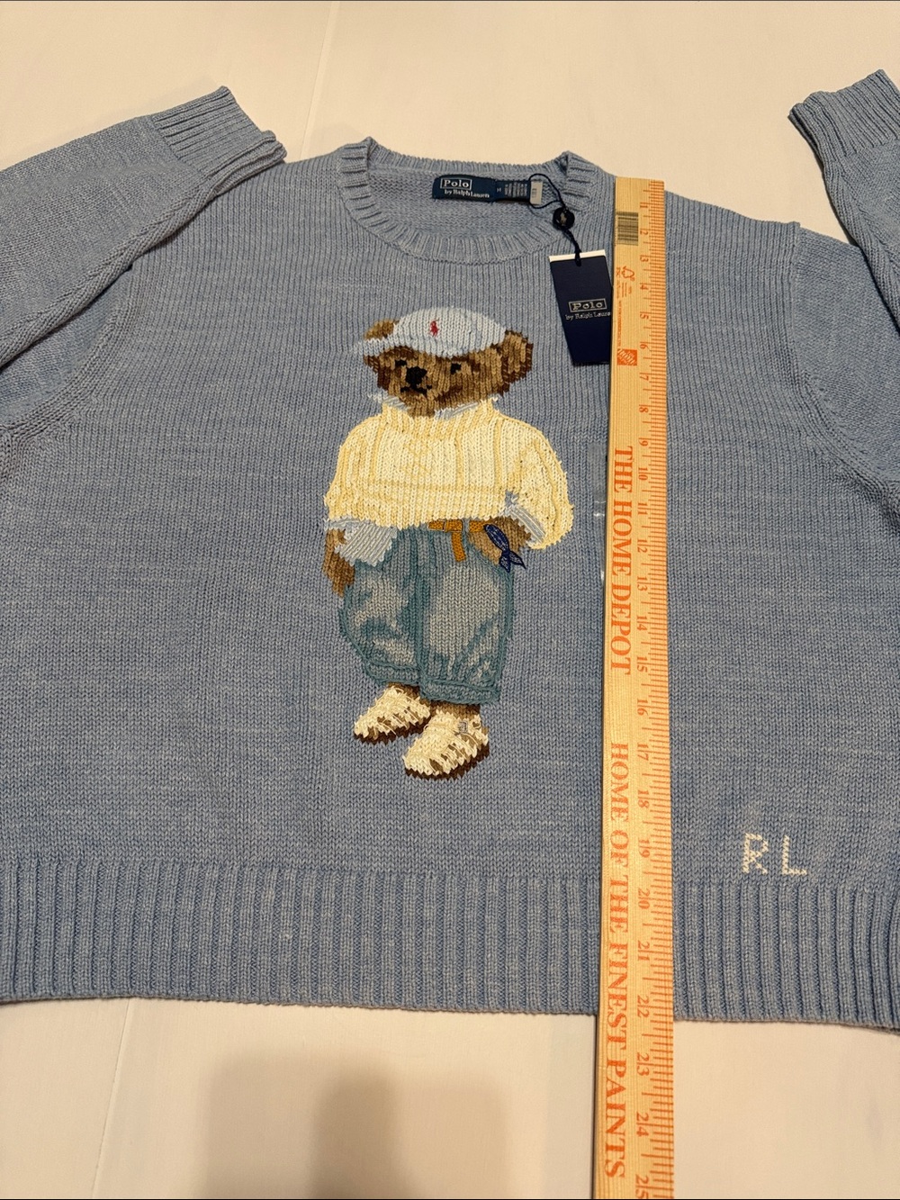 Polo by Ralph Lauren Light Blue Bear Crewneck Cotton Sweater M NWT - Picture 7 of 9